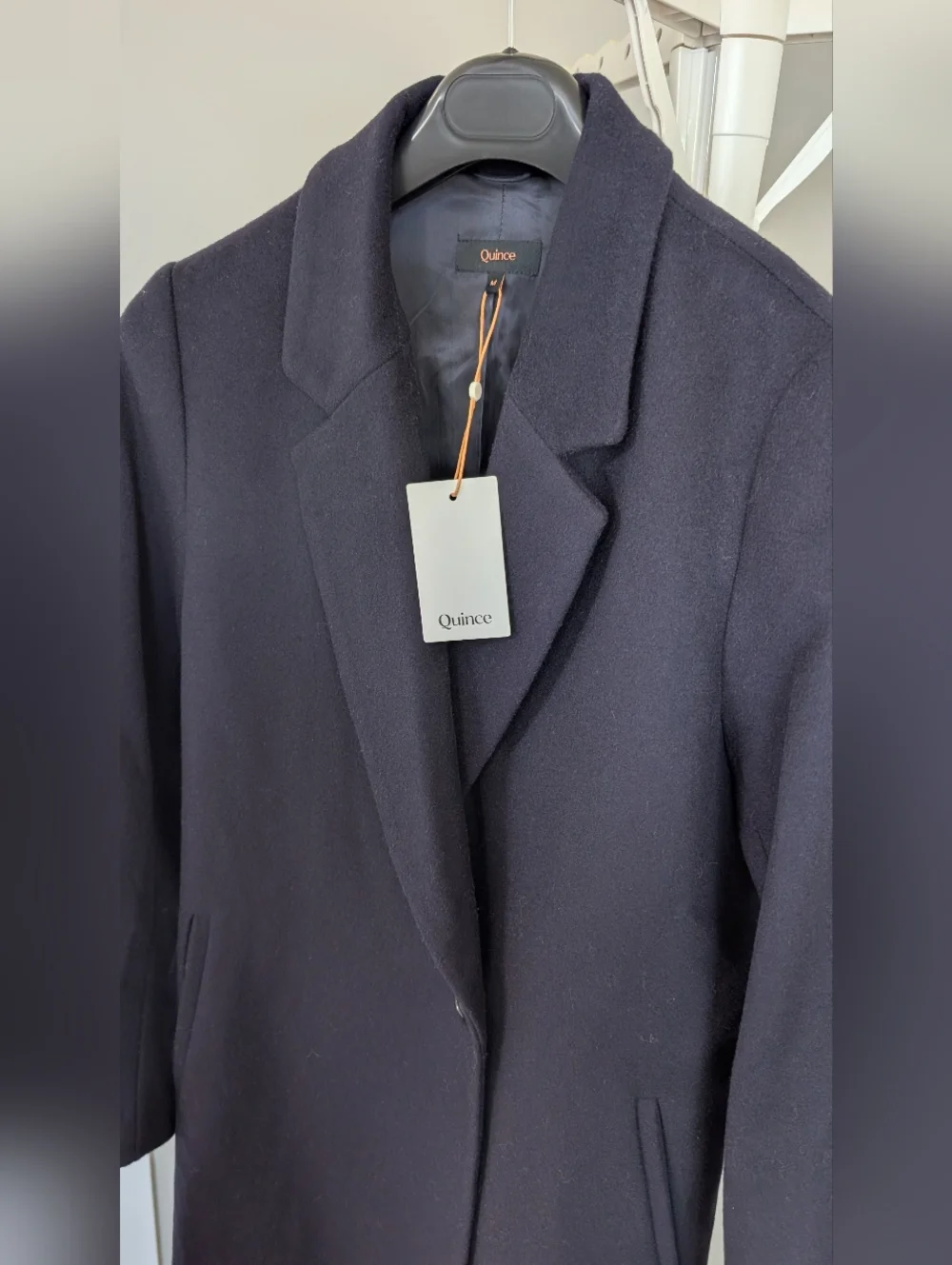 Quince Italian Wool Navy Single-Button Long Coat - Picture 3 of 11